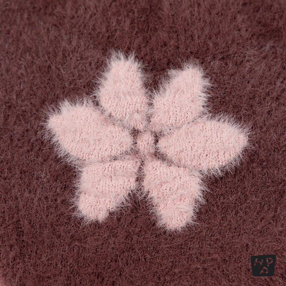 Mink Fluffy Rosy Knit Bonnet