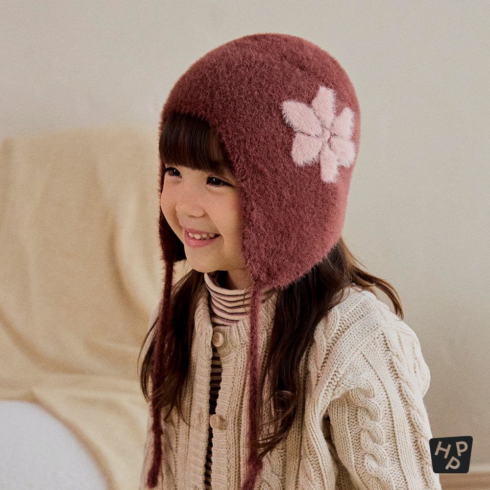 Mink Fluffy Rosy Knit Bonnet