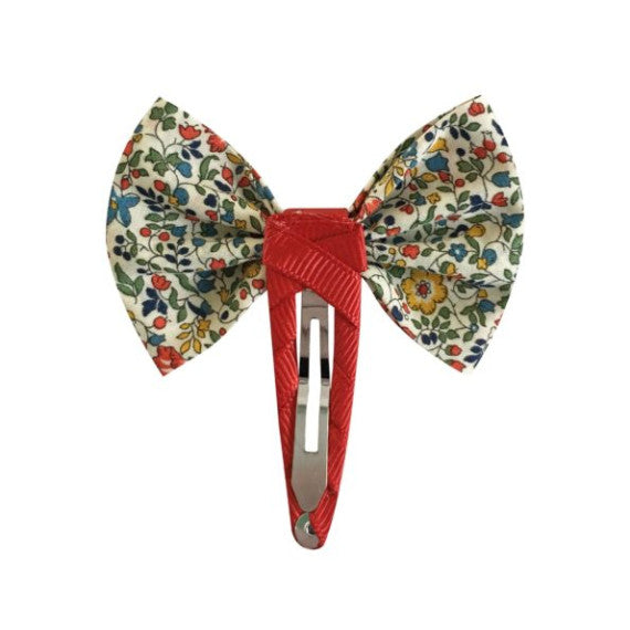 Small Bowtie Bow on Grosgrain Covered Snap Clip